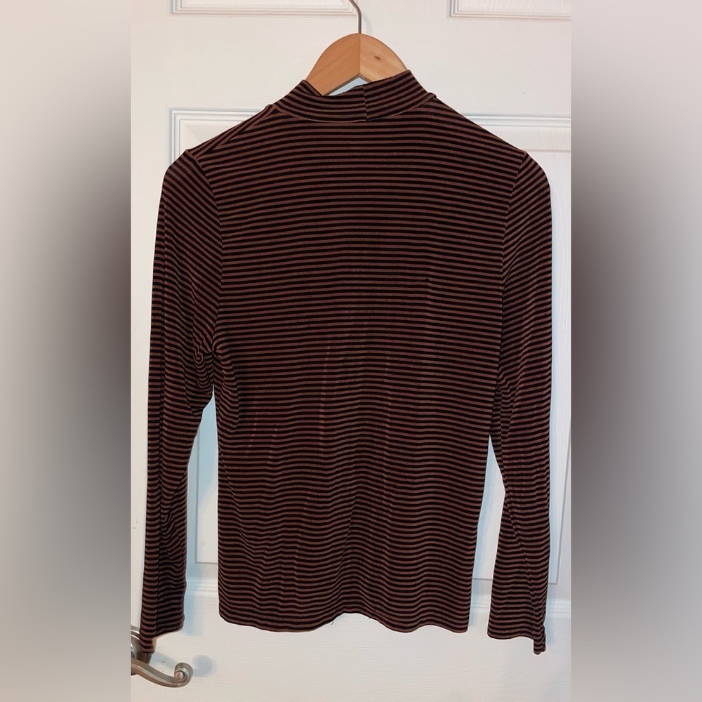 Western Connection Vintage Brown Striped Long Sleeve Mock Neck Shirt Medium - Picture 2 of 3